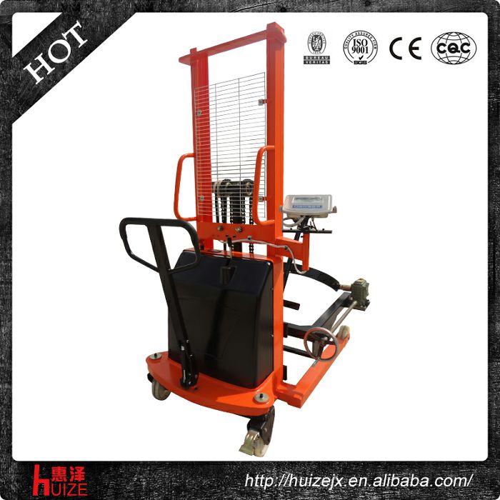 半電動(dòng)稱重油桶車(chē)（夾鐵桶，手搖翻轉(zhuǎn)倒料）